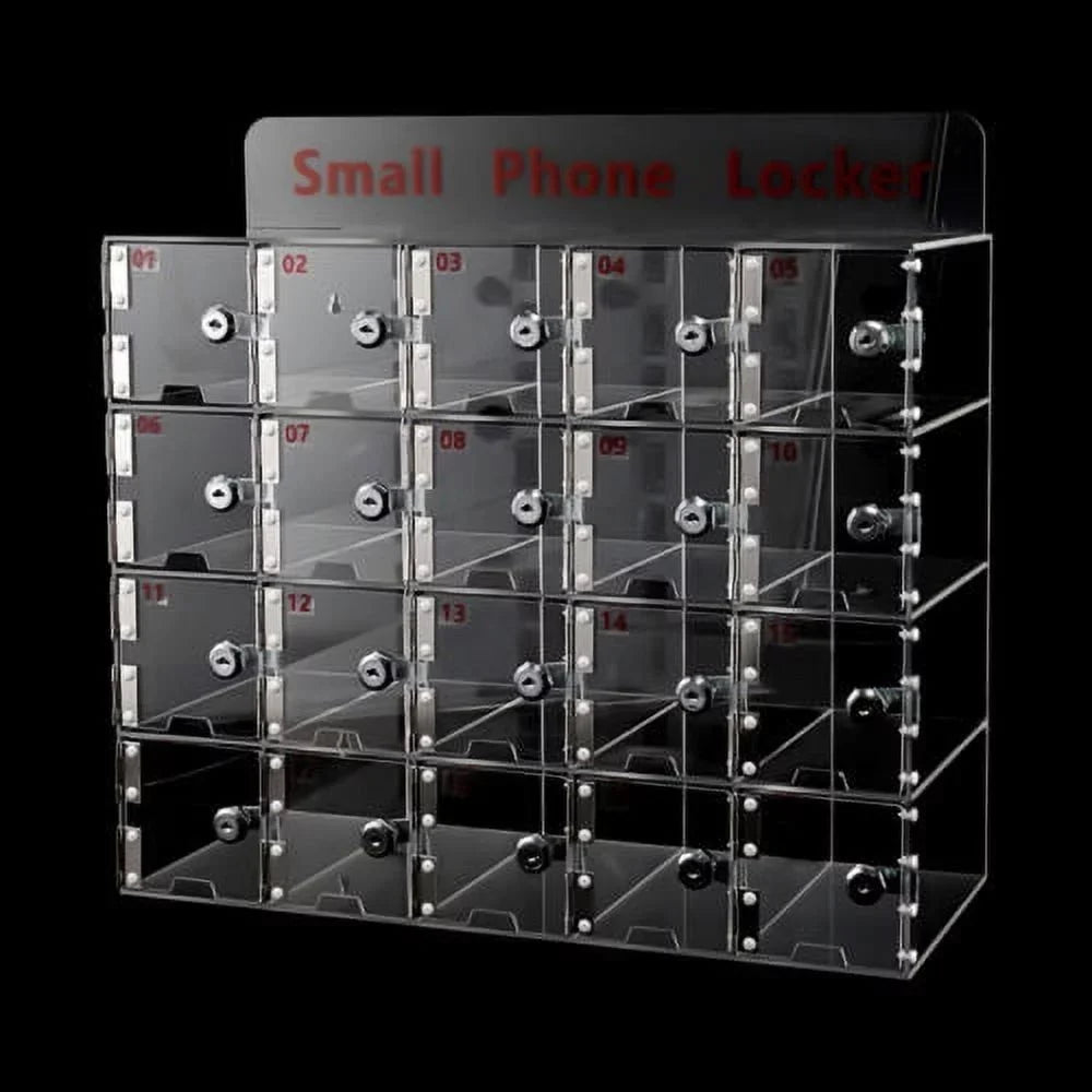 Phone w/ Clear Keys Box 20 Cellphone Locker Thickened Cell Storage Slots Acrylic