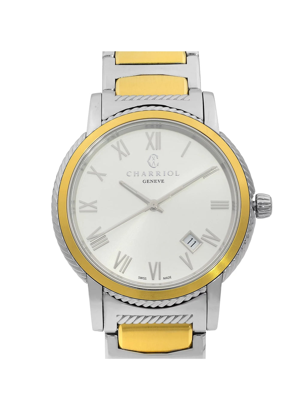Two Silver Pre-Owned Parisii Watch Unisex P40SY2.931.001 Charriol Quartz Steel Tone Dial