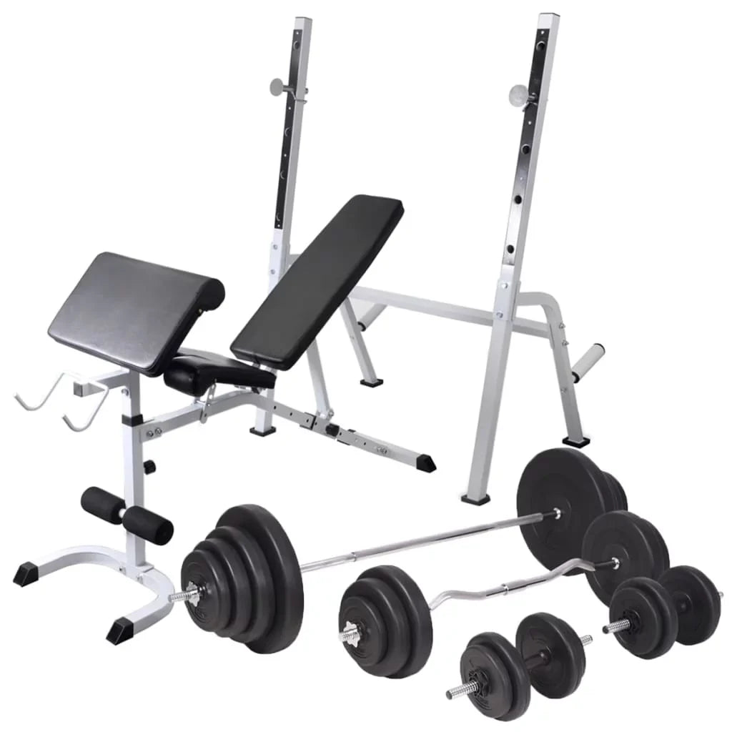with Bench Dumbbell Rack; 264.6 Barbell Set and vidaXL Workout Weight lb