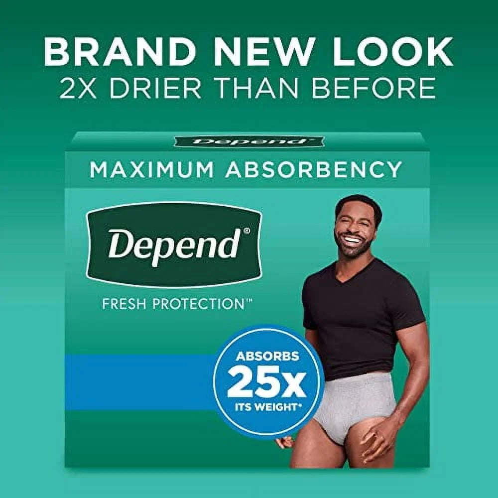 Packaging Disposable, Vary for (Formerly Incontinence May Grey, Depend Fit-Flex), Men Adult Extra-Large, Maximum, Underwear Depend 26 Count, Fresh Protection