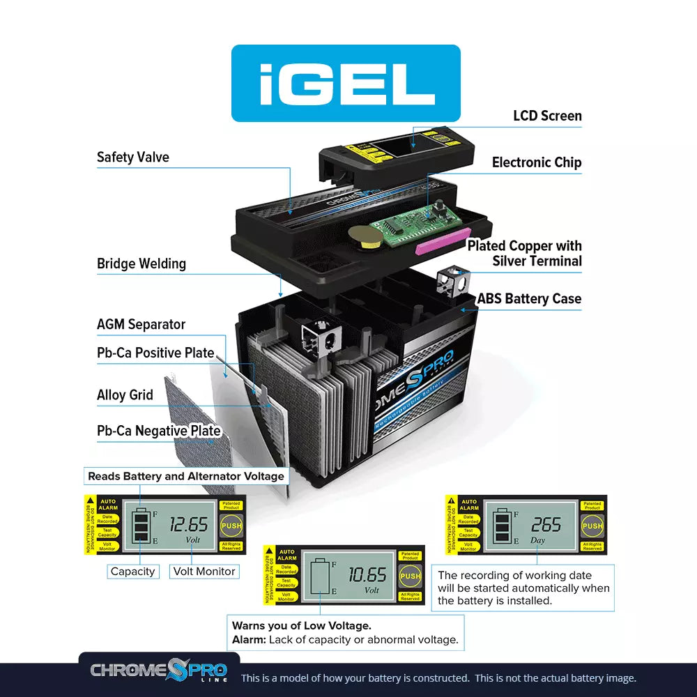 for - (ace) Ryker 2020) Years Pro Ytx14l-bs 600cc Battery 12volt, Chrome iGel (14l-bs (2019 Brp Battery (can-am) Motorcycle AGM 14ah)