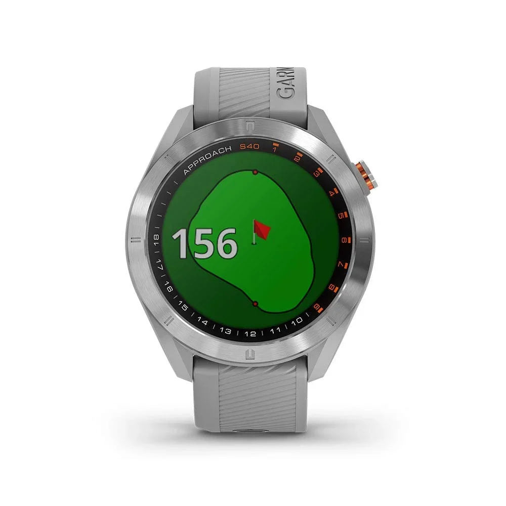 Display, Golf GPS Gray/Stainless Approach With Lightweight S40, Smartwatch, Touchscreen Steel Stylish Garmin