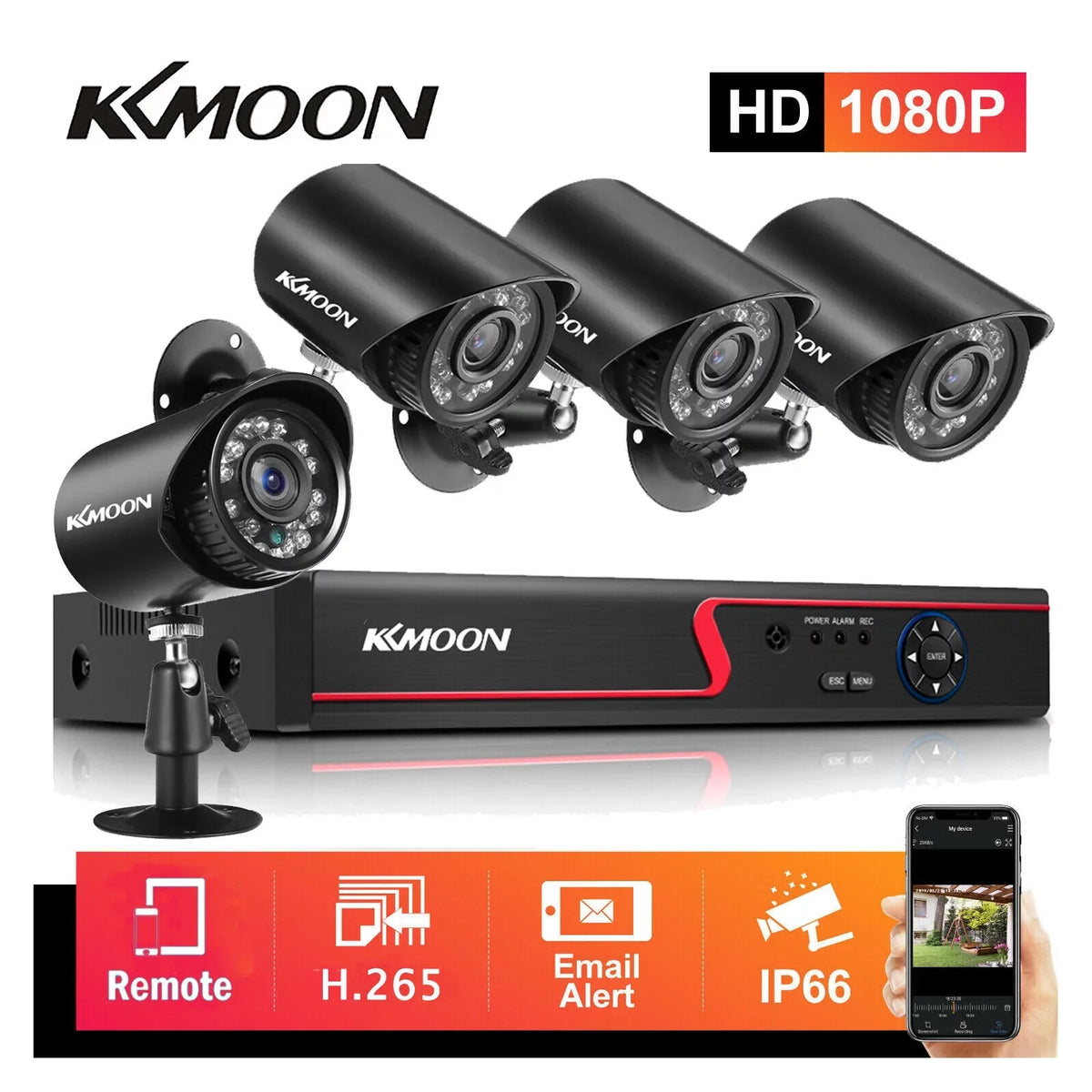 CCTV Recorder, Phone Video Remote 1080P Digital with KKmoon Full DVR Recorder HD 8CH Monitoring