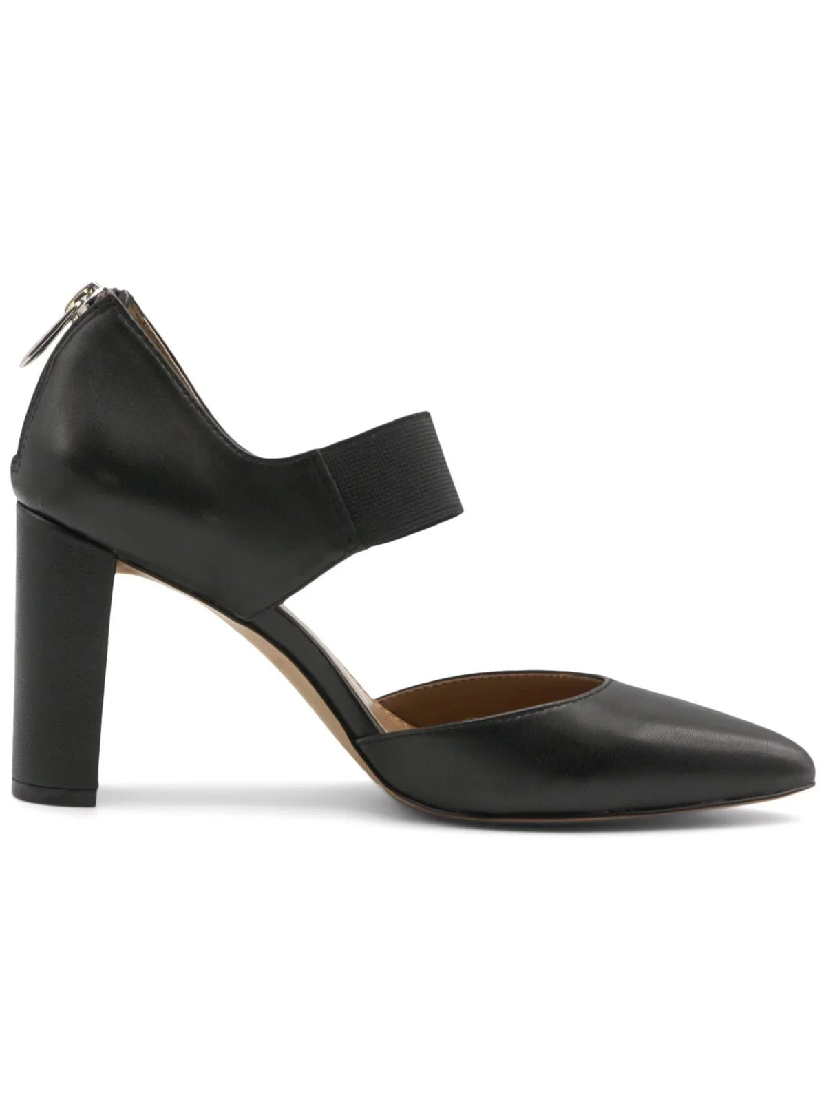 Padded Stretch Zip-Up Block Toe Mary Jane ADRIENNE Pointed M Dress Pumps Heel Womens Leather 7 Black VITTADINI Norst Shoes