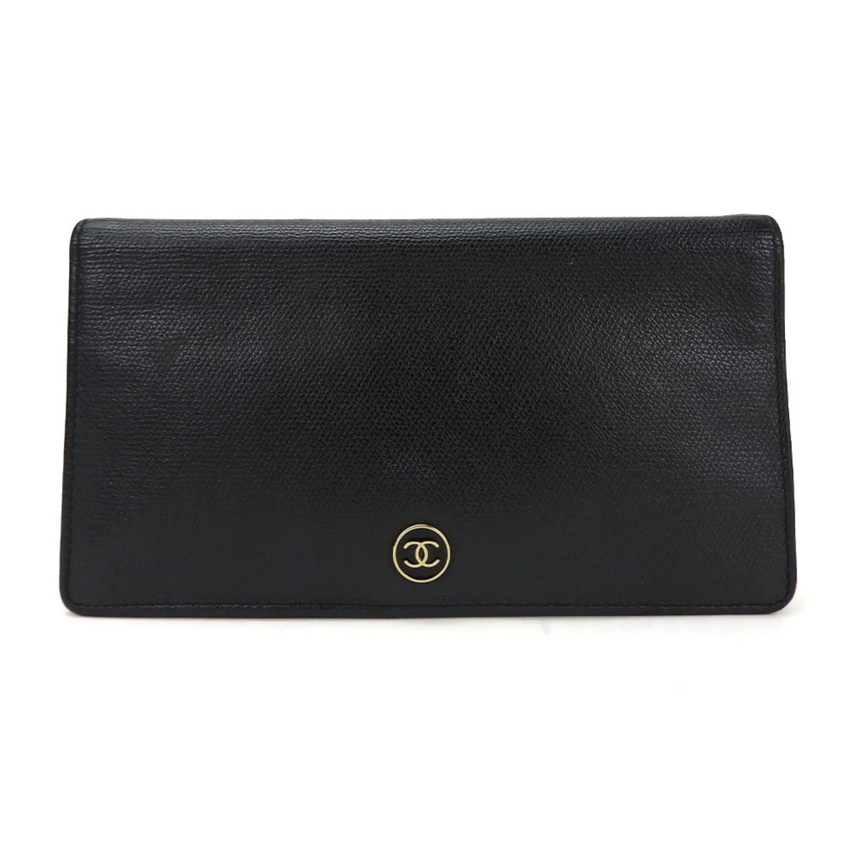 black ladies A20904 (Good) CHANEL 1 coco bifold wallet accessories Coco button long leather Pre-Owned