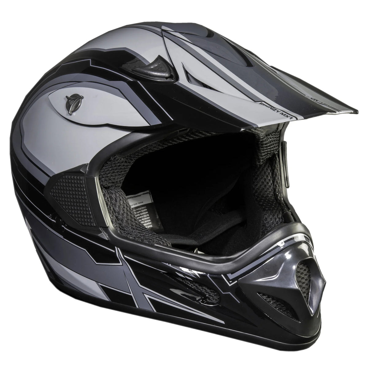 Black-Grey, Approved, Adult XL MX Helmet, FRENZY DOT