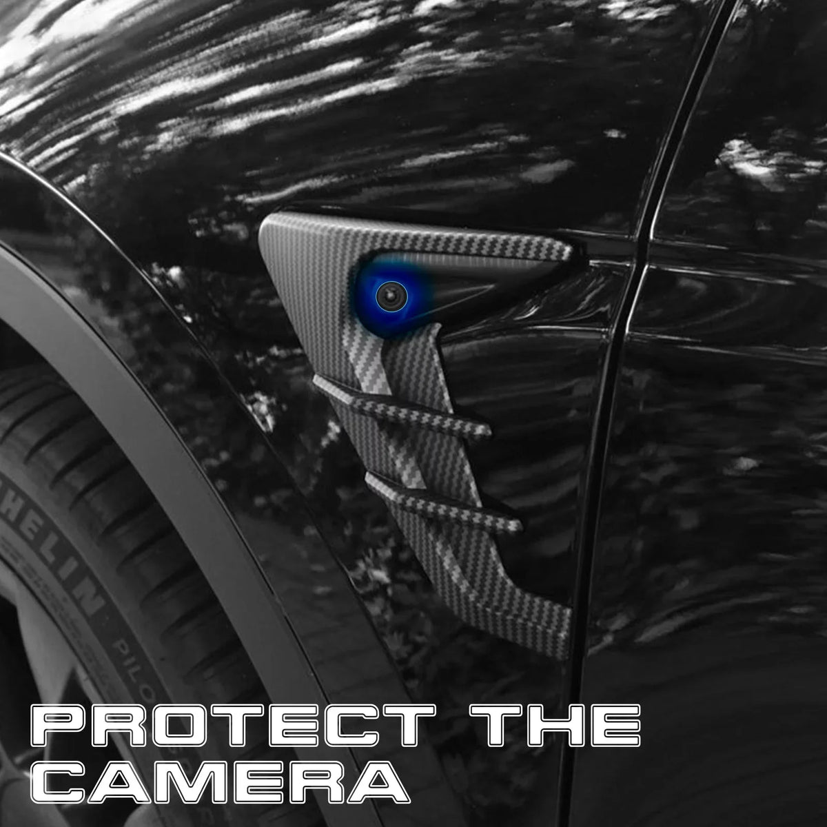 View Fiber Y Carbon Turn Pattern, Xotic Trim, Model Marker Model Indicator Cover 2021+ Side Tech Compatible with Signal Tesla Camera 3