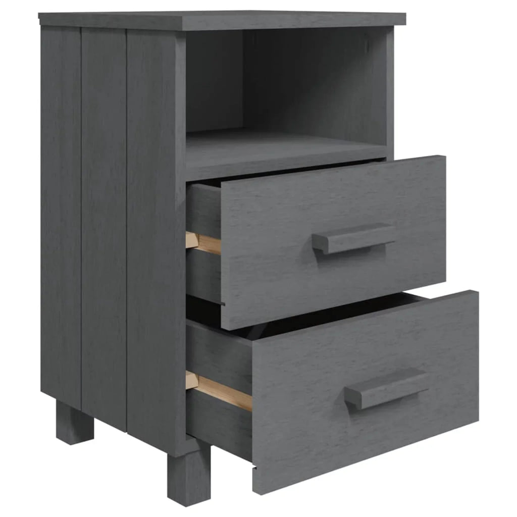 Gray Wood 15.7"x13.8"x24.4" Bedside pcs 2 HAMAR Solid Irfora Cabinets Dark