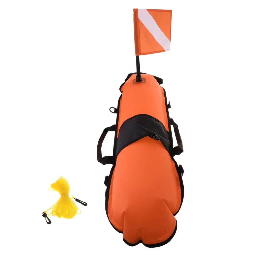 Spearfishing, , Snorkeling, Scuba with Float Visible 20m D-, Flag, Oral Inflator Diver Buoy Diving High Safety Freediving
