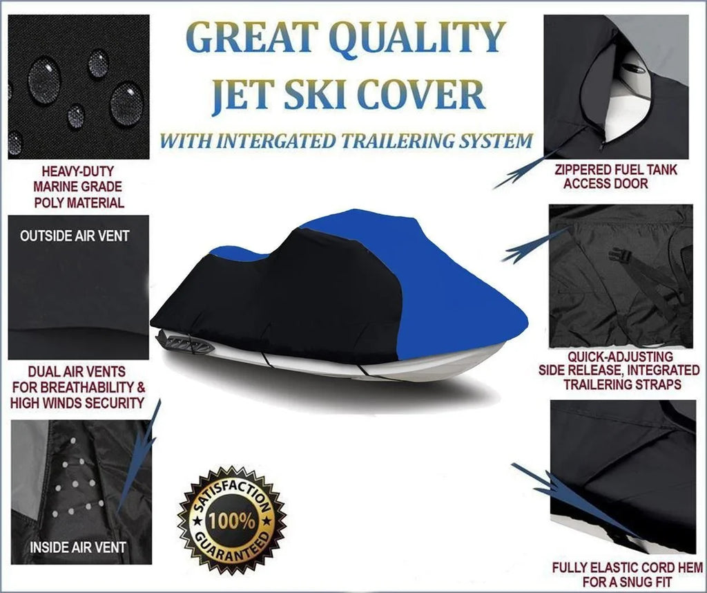 Kawasaki 2018 Watercraft 2007 2009 Ultra BLUE 2021 LX HEAVY-DUTY, 2011 DENIER 2015 2016 Jet 2014 Ski 2013 2008 PWC 2019 for 600 BLACK Cover / 2017 Compatible 2020 2010 2012 2022