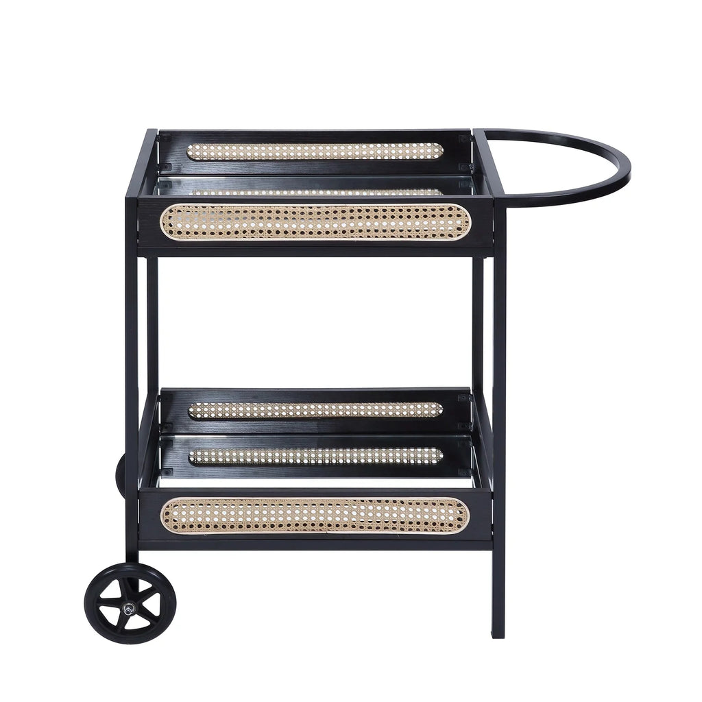 Black Metal Finish & Kitchen Cart, Carts Serving BESTCOSTY Wood