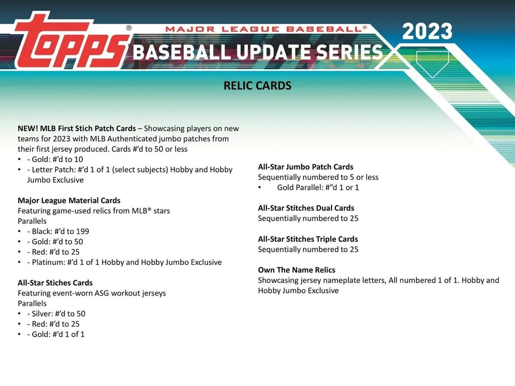 Card 2023 Trading Box Topps HOBBY Update MLB Baseball Series