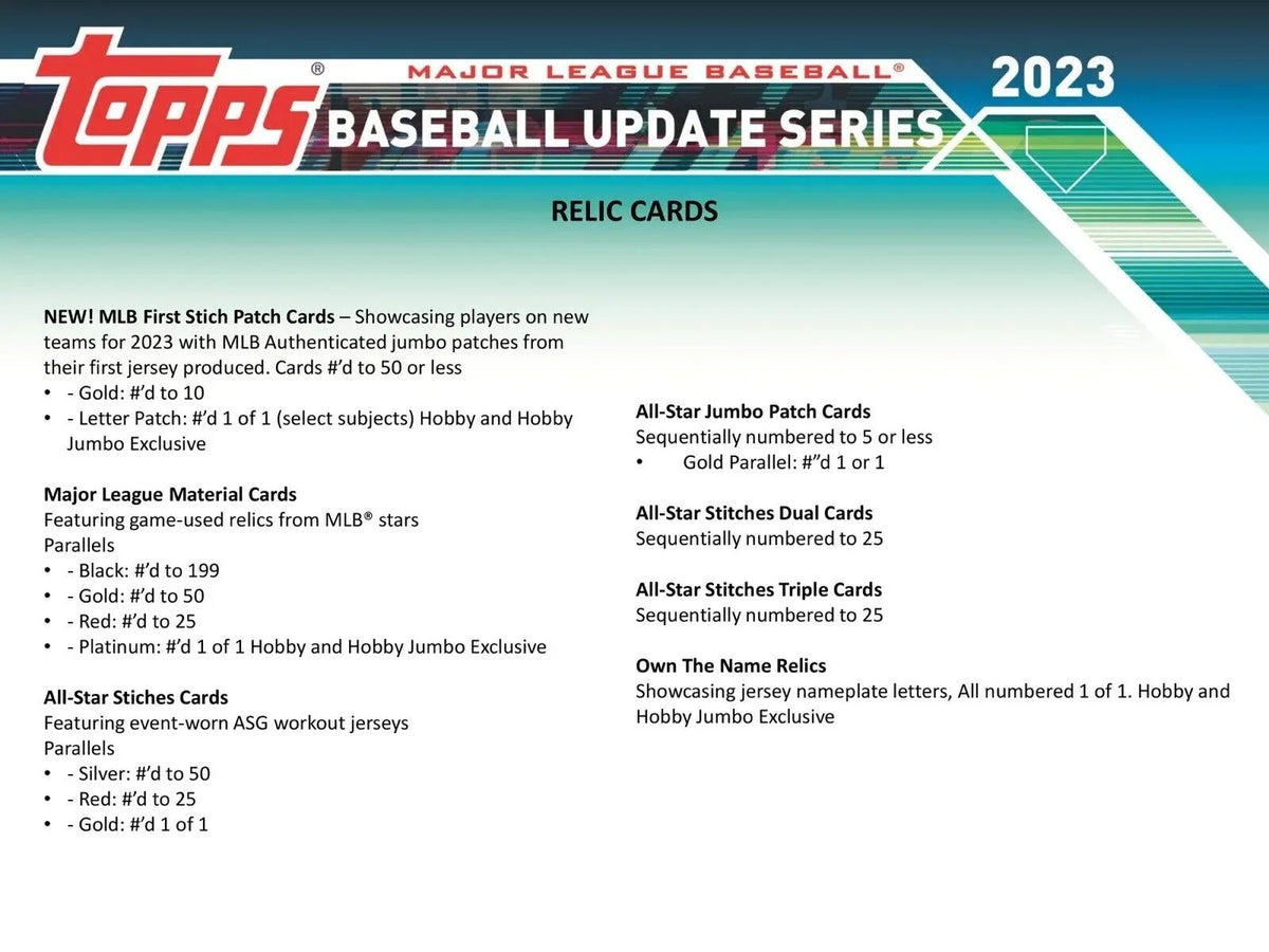 Card 2023 Trading Box Topps HOBBY Update MLB Baseball Series
