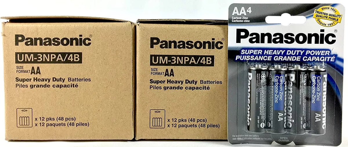 Carbon AA Double A Super Duty 100pc Heavy Panasonic Battery Batteries 1.5v Zinc Power