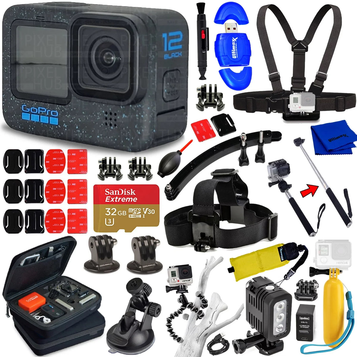'- Black Accessory GoPro HERO12 Bundle CHDHX-121-CN 20PC