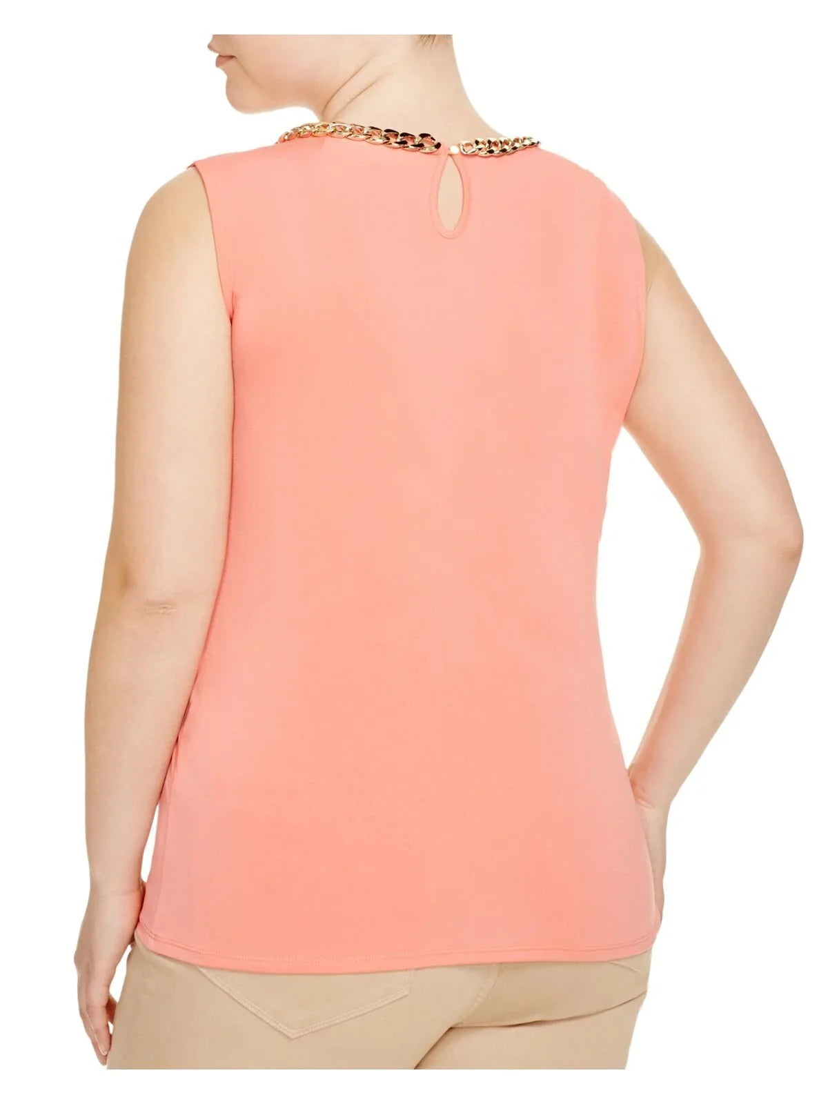 Round Neck Tank Pink Sleeveless CALVIN Womens Top Plus 2X KLEIN