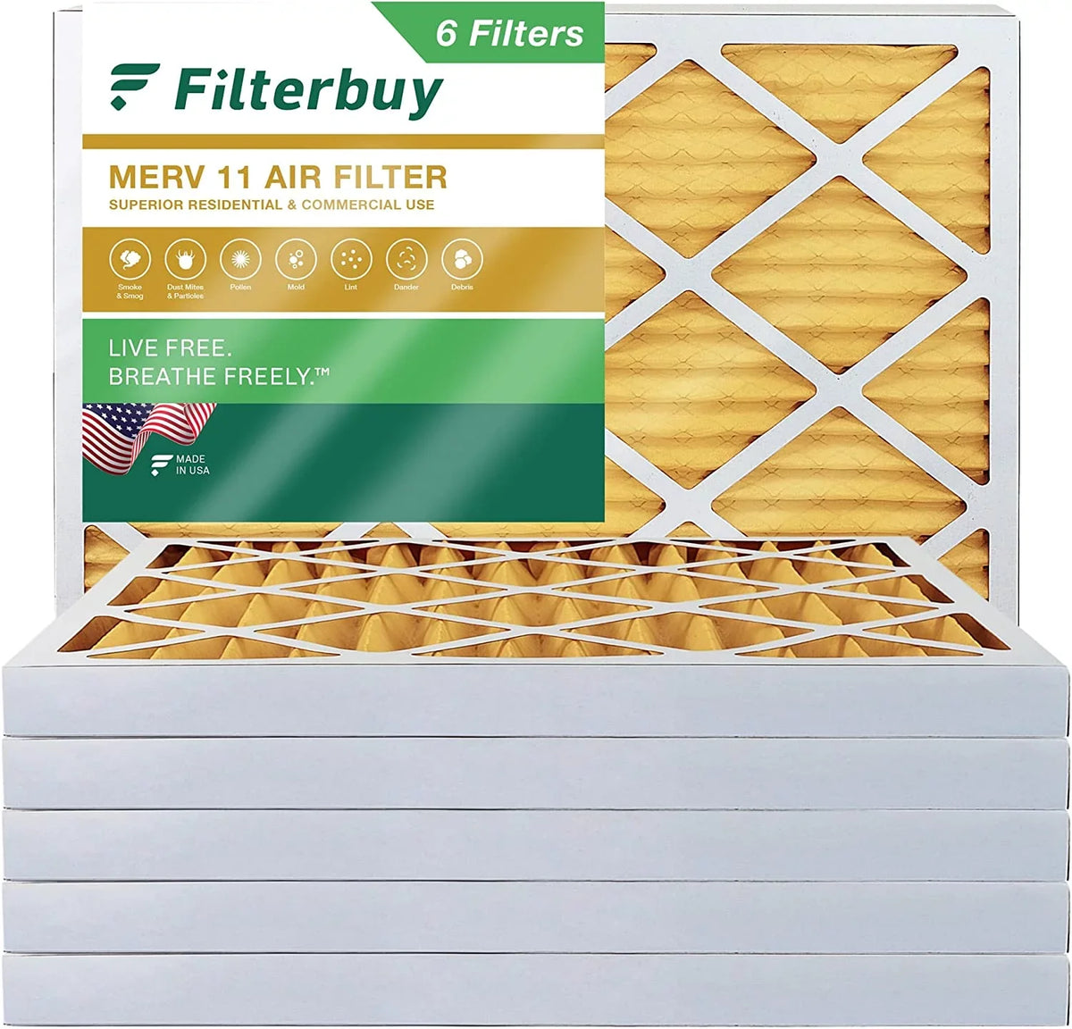 Pleated MERV HVAC (6-Pack) AC 18x24x2 Filters Filterbuy 11 Furnace Air