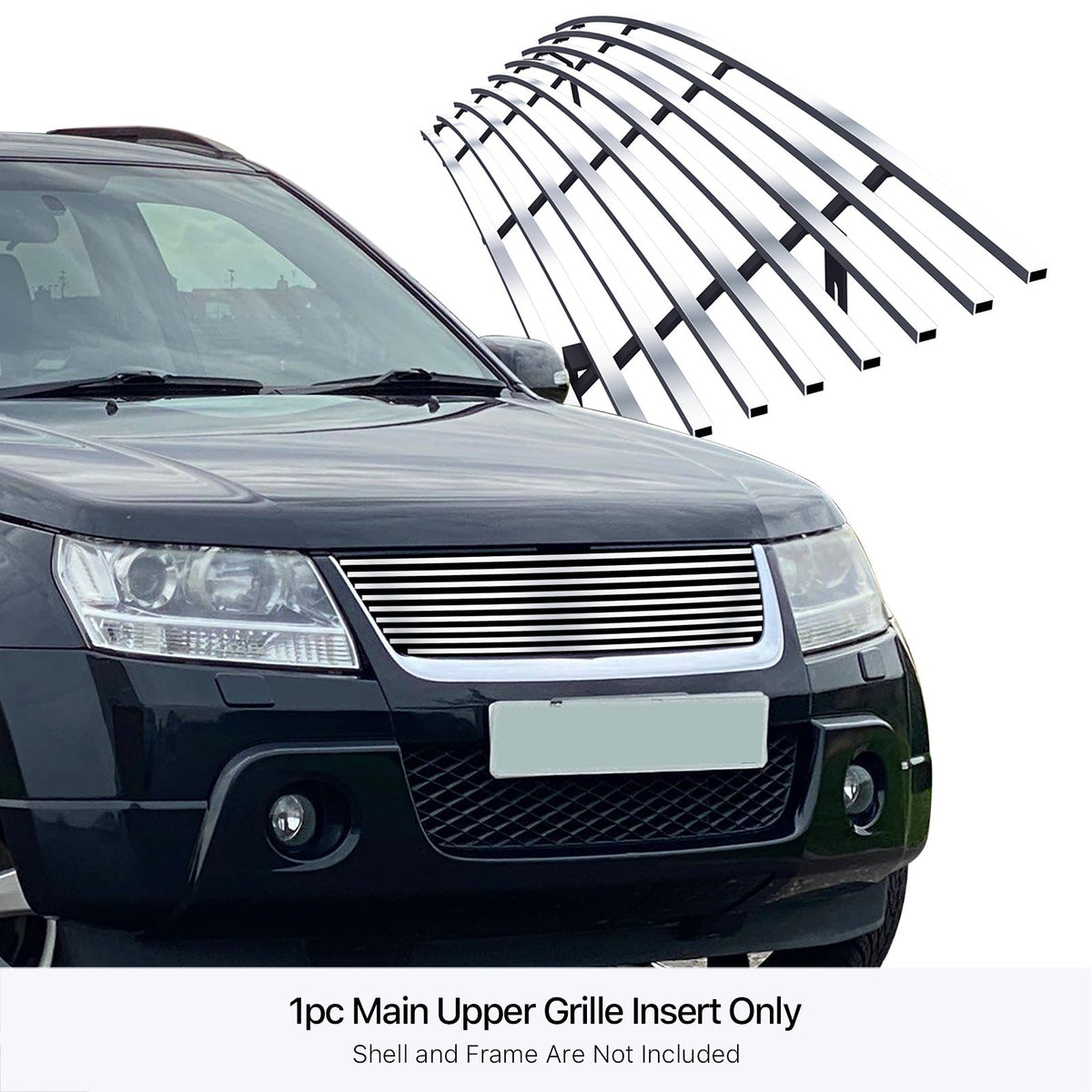 2006-2012 Grille Steel APS Silver N19-C63158I Vitara Main Compatible Suzuki Billet Premium Grand 8x6 Upper Stainless with Horizontal