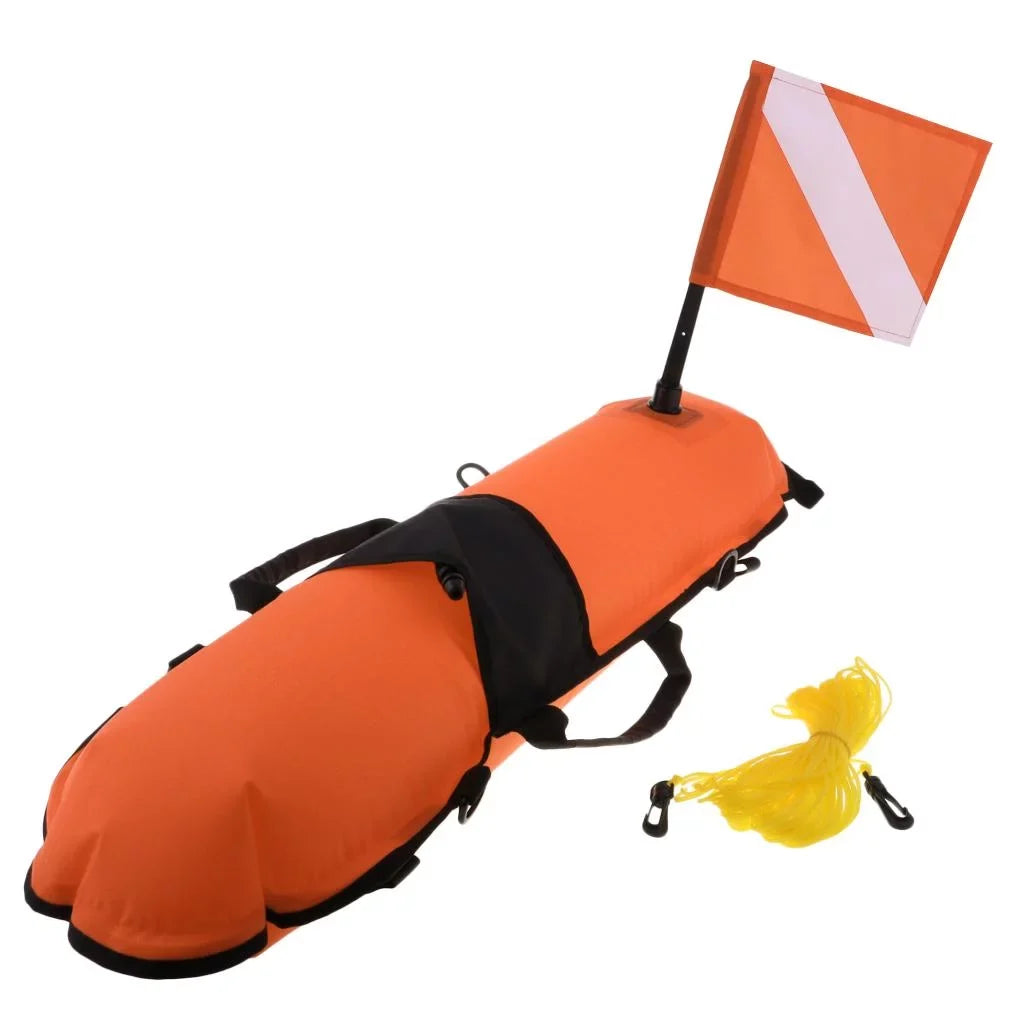 Spearfishing, , Snorkeling, Scuba with Float Visible 20m D-, Flag, Oral Inflator Diver Buoy Diving High Safety Freediving
