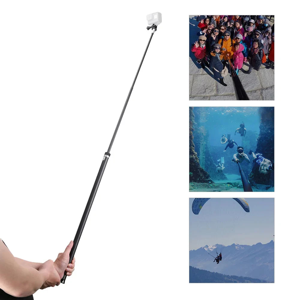for Monopod Stick Fiber 5 Long OSMO Handheld 11109876Hero Selfie Extendable for 2.7M106 Replacement Replacement Black(2018) R Carbon Hero One Ultra Pole Action Lightweight Inch