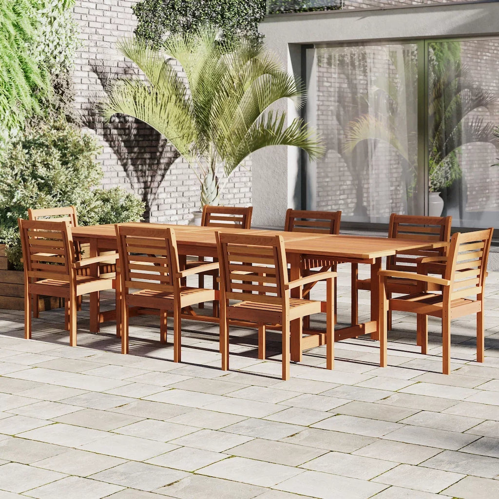 Rectangular Seating Eucalyptus Dining Amazonia 9-Piece Capacity: Set, Brooks Extendable 8 Patio