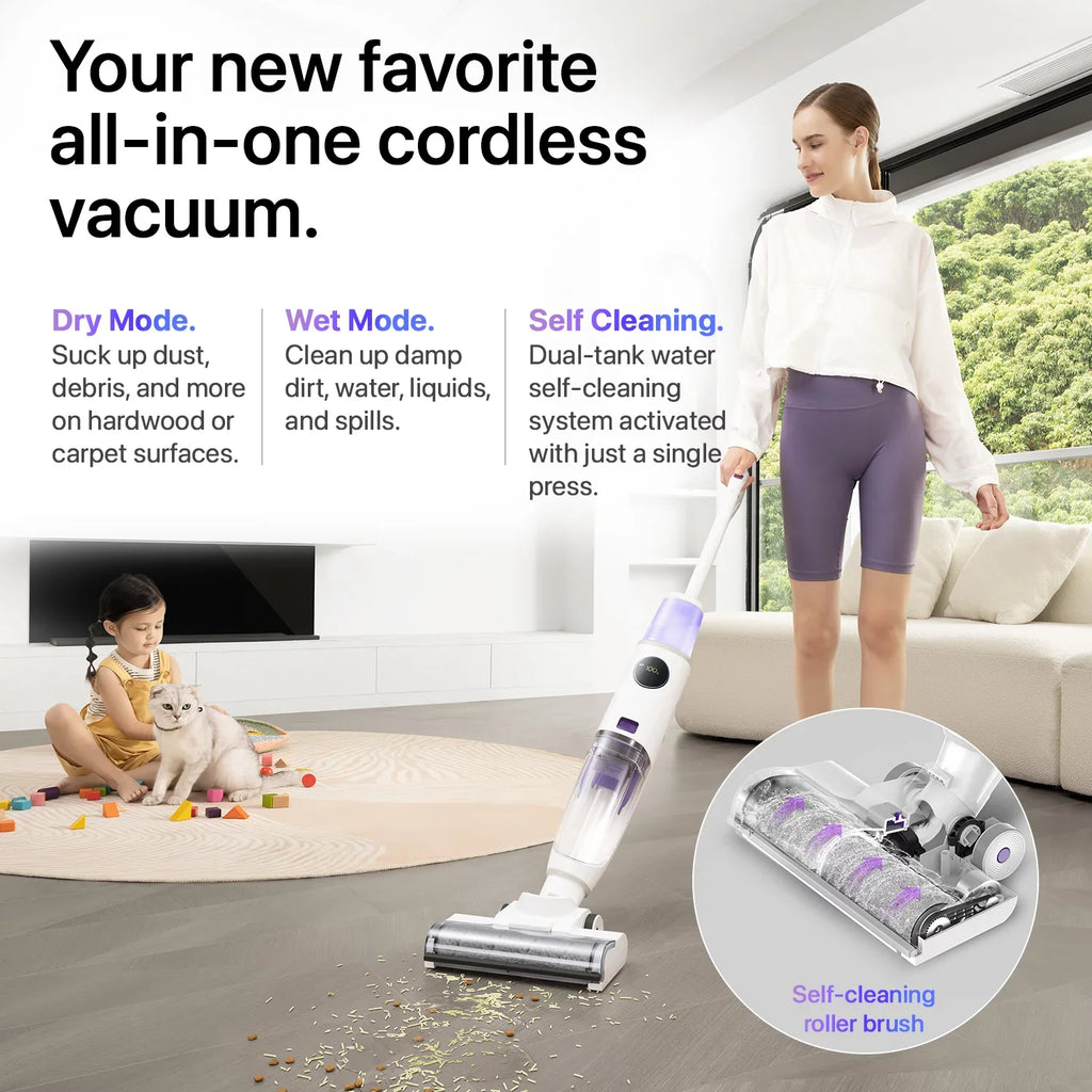 Nano Wet with Vacuum in 3 1 & technology Cleaner Lunaglow Self-cleaning Dry
