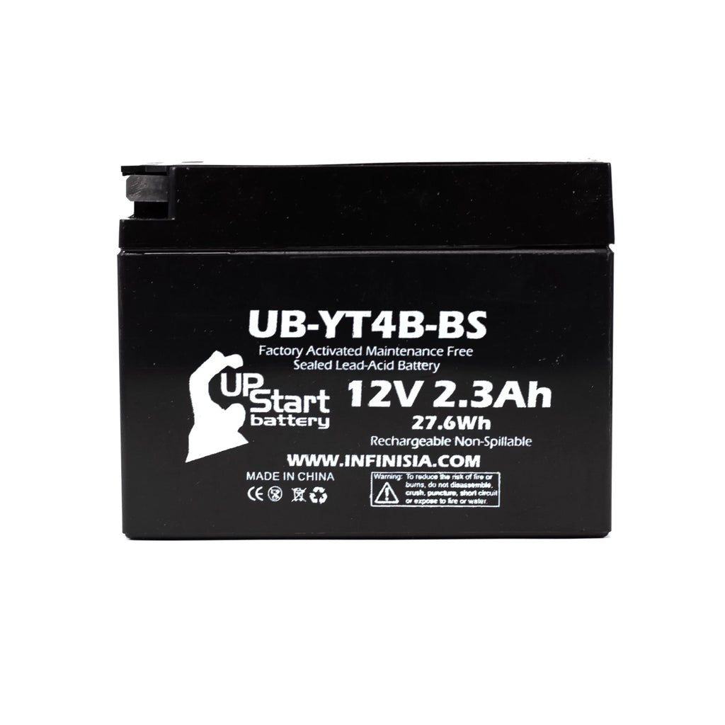 Yamaha Battery 12V, Maintenance 3-Pack Factory UpStart Battery Activated, Replacement Free, SR400 Motorcycle - 2.3Ah, UB-YT4B-BS 400CC 2002 for