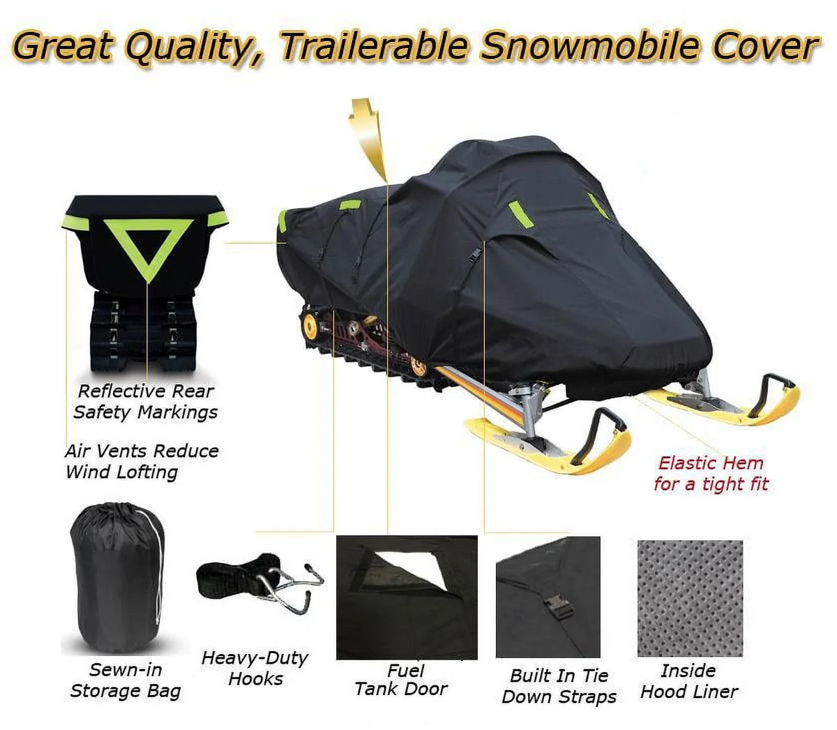Denier M1000 Compatible Machine 2009-2009 Snow Trailerable 162 Sled snowmobile PRO Gear 600 model LE, Arctic for Cover SNO Cat Snow