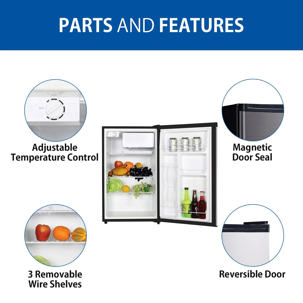 (124L) Freezer 4.4 Ft with Cu Stainless Koolatron Steel Refridgerator Compact Fridge