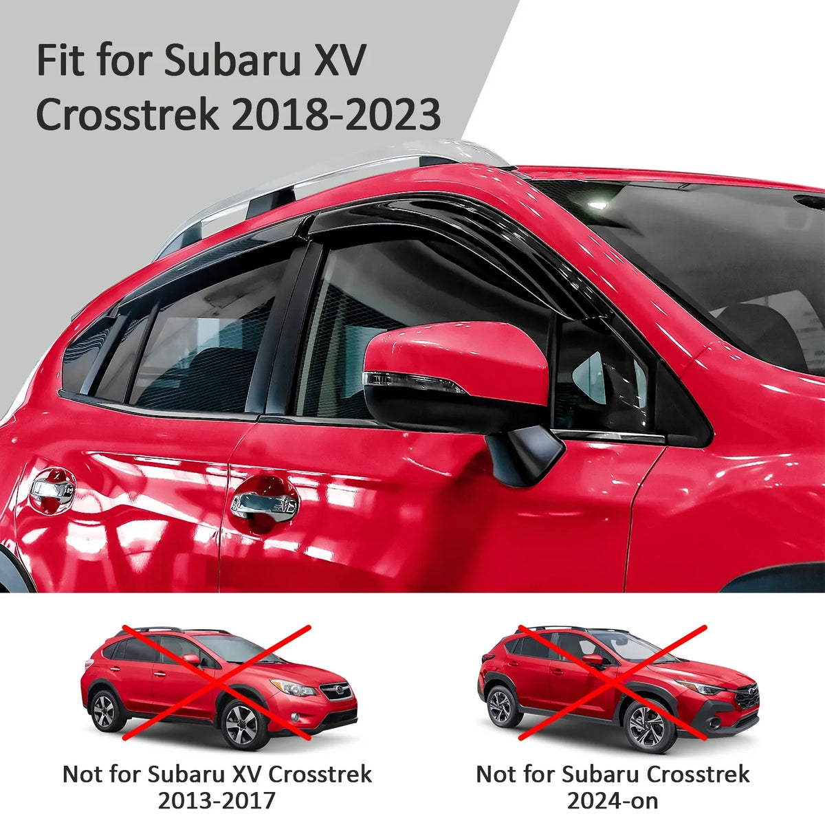 Window Voron - XV Durable Glass Deflectors, Guards 100489 Tape-on 2018-2024, Pieces Subaru Rain Vent Visors, Extra Crosstrek for 6 Window