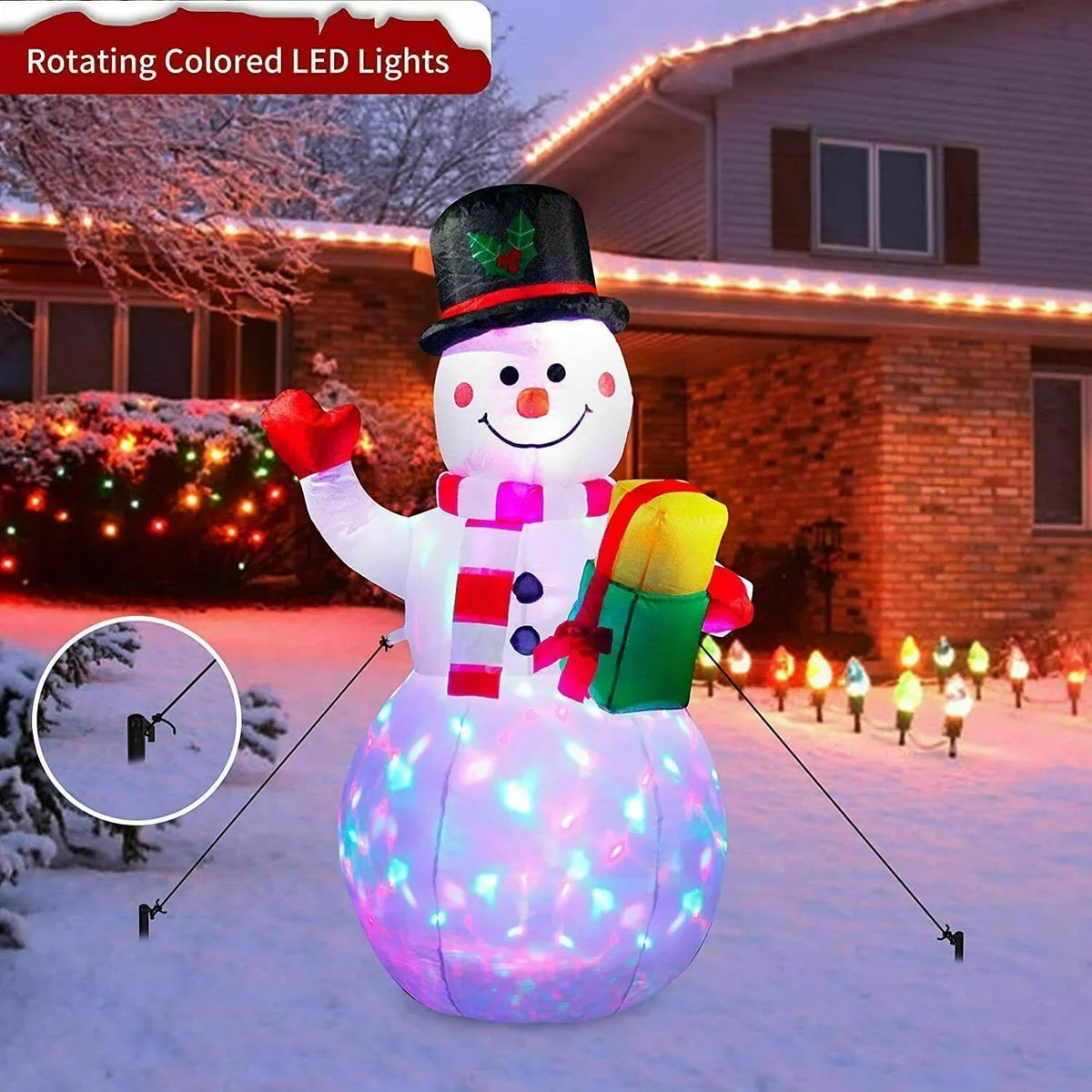 Decoration Blow Lights Up with Christmas LED Decor Garden Snowman Christmas Outdoor Rotating Inflatables Yard 5ft