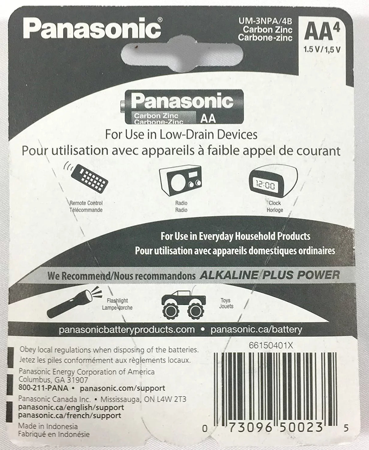 Carbon AA Double A Super Duty 100pc Heavy Panasonic Battery Batteries 1.5v Zinc Power