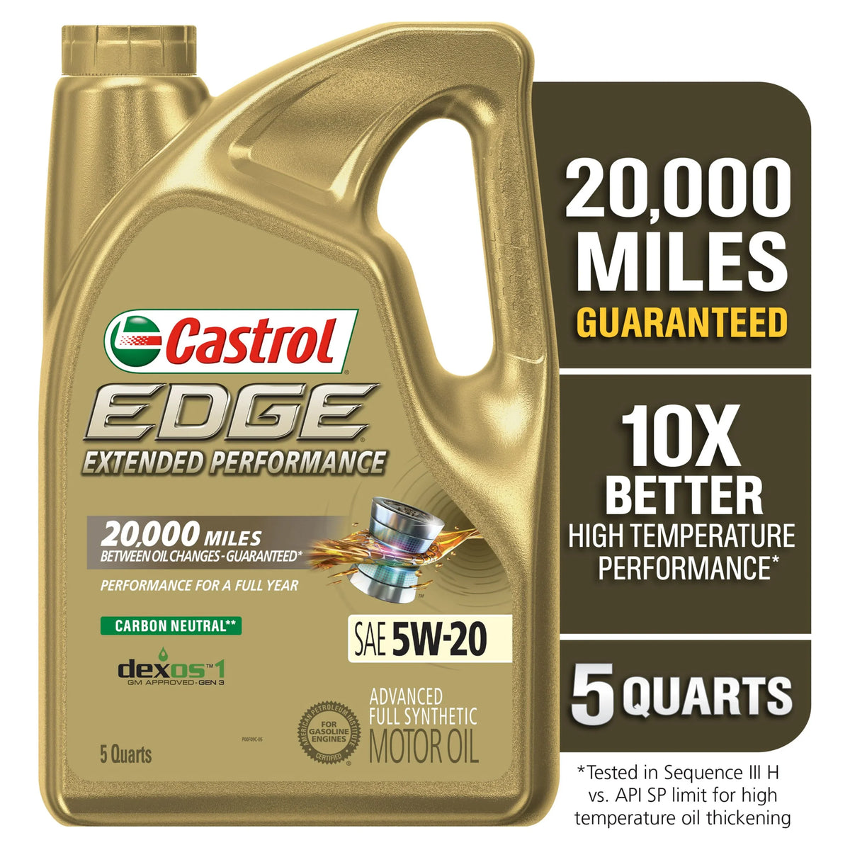 Synthetic Quarts Full 5 Motor Advanced Castrol Extended Performance 5W-20 Oil, EDGE
