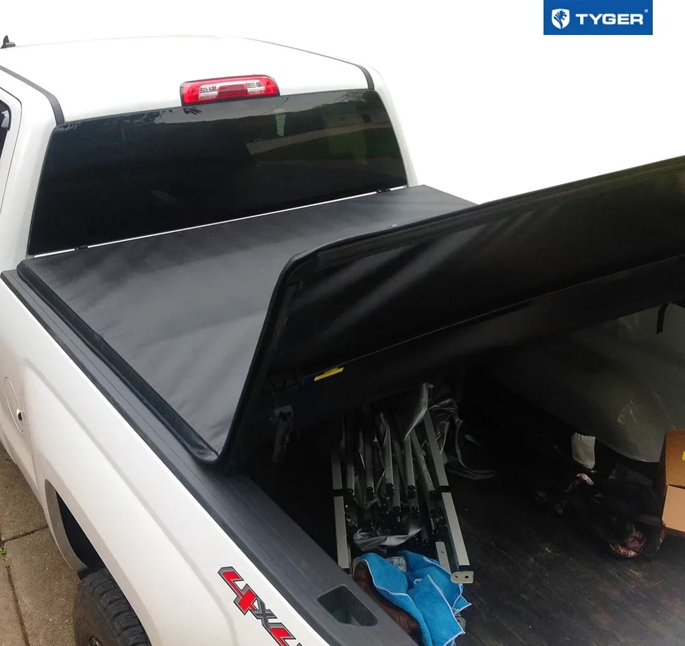 Auto Soft LD/Limited 2015-2019 1500; with Silverado 2014-2018 GMC / Cover 2500HD 3500HD; | Chevy 6'6" 2019 | Bed Vinyl Compatible T3 Tri-fold Tonneau TG-BC3C1007 Tyger Bed Sierra | Truck
