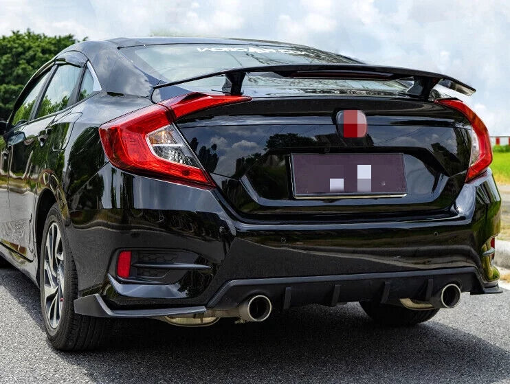 Brake Glossy Honda Sedan Light Lip Spoiler Civic Black Trunk Wing 2016-2021 For