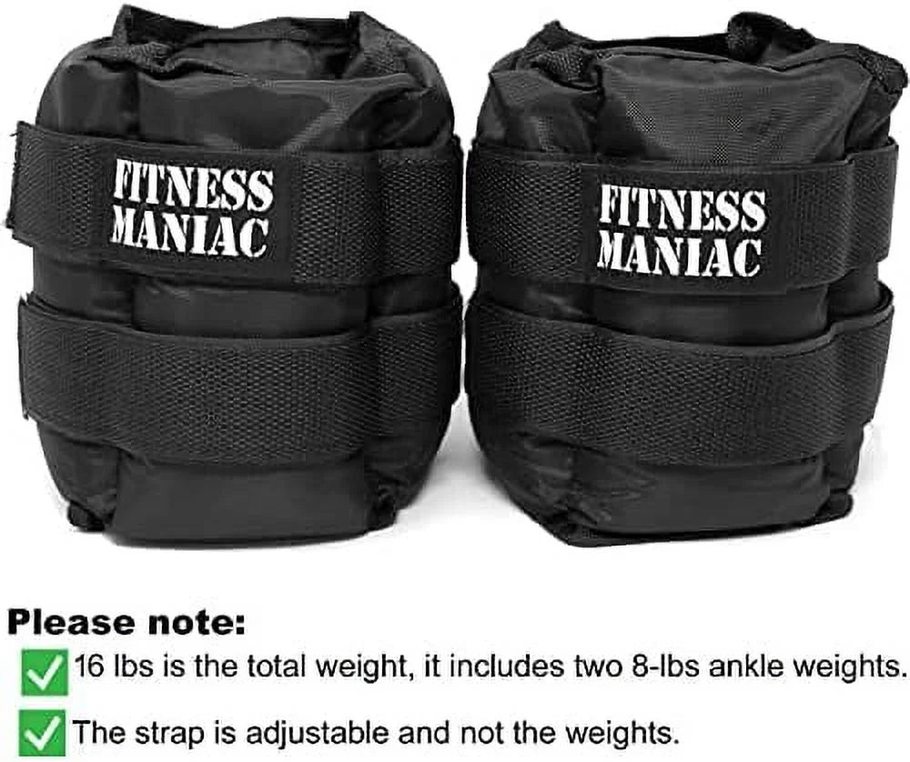 weights workout, 16 per leg glute pounds durable exercises straps for weight, ankle) (8 women and premium lbs ab, 1 double men for pair set gym, walking, ankle heavy pro