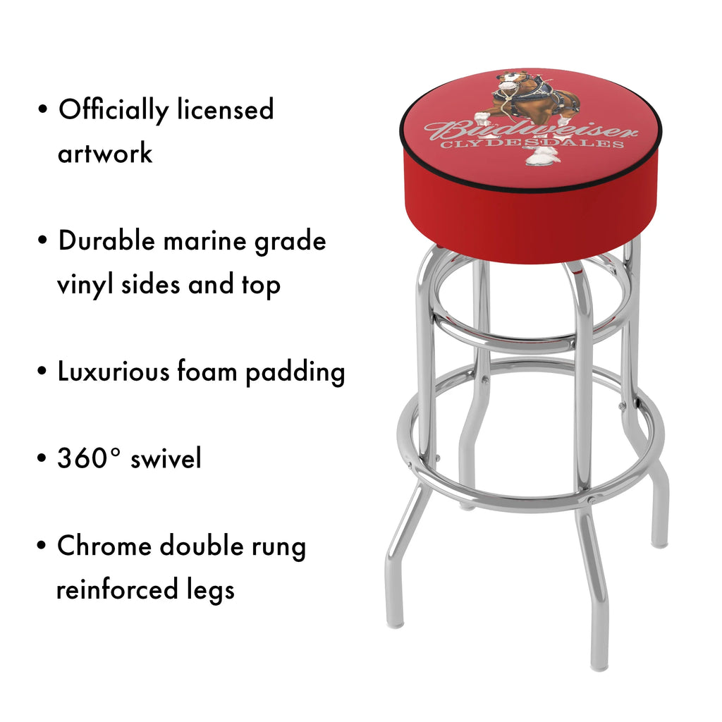Bar - Swivel Red Stool Padded Budweiser Clydesdale