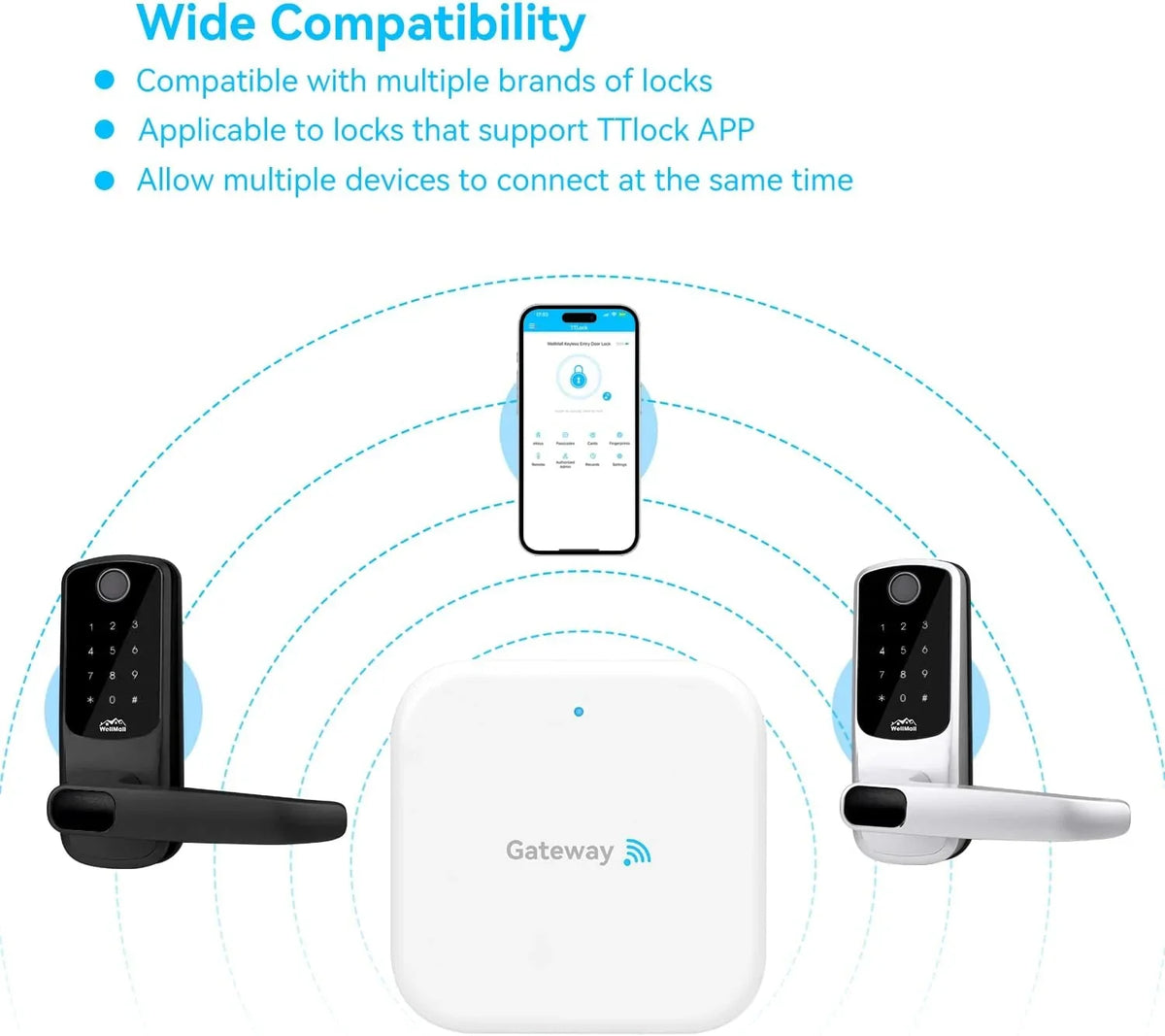 Fingerprint Gateway G2 Keyless Lock, Door White Entry for Scanning,