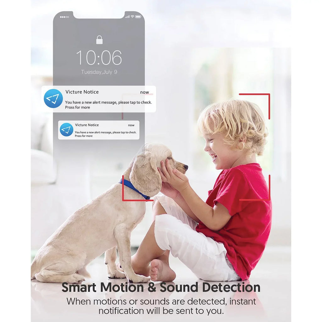 Baby Indoor Monitor, Vision, with Camera Color Home Smart Security Victure White WiFi Night 1080P