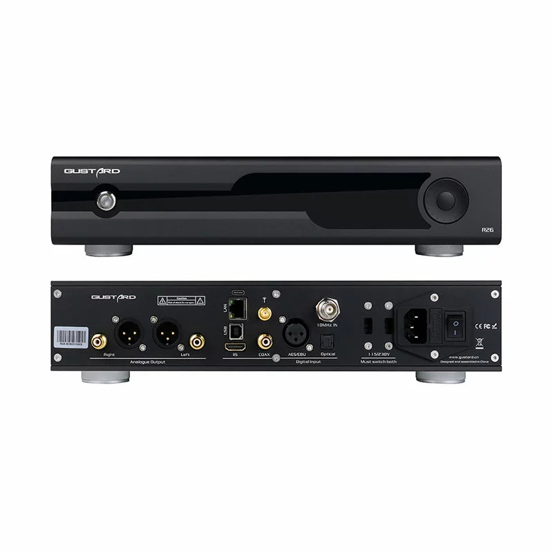 LDAC MQA DSD DAC Balanced R26 XMOS Discrete Dual Decoder DAC R2R with Native K2 (Black） Control Gustard Clock Remote