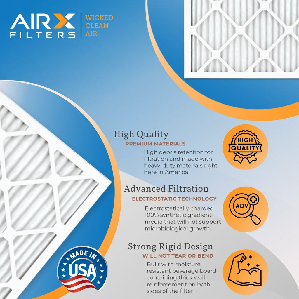 14x25x1 AIRX FILTERS FPR in MPR Pack & 12 by WICKED Rating, MERV of Filter to Air AIR. Made CLEAN 5 8 700 USA Comparable Furnace Filters -