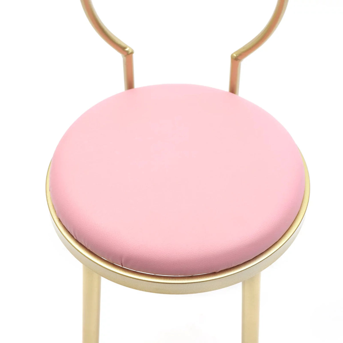 Gold 13.78*12.2*27.36" Dresser Chair, Vanity Iron + Simple + Stool Sponge Anqidi Pink Leather Pink