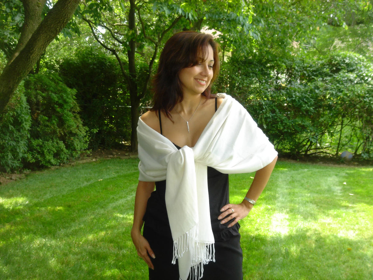 Shawl) Shawl/Cashmere Shawl/Shawls/Scarf/Scarves/Wrap/Stole/Muffler/Cape/Ruana/Blanket/Throw/Pashmina Regular Scarf/Wool/Silk (Cream/Ivory