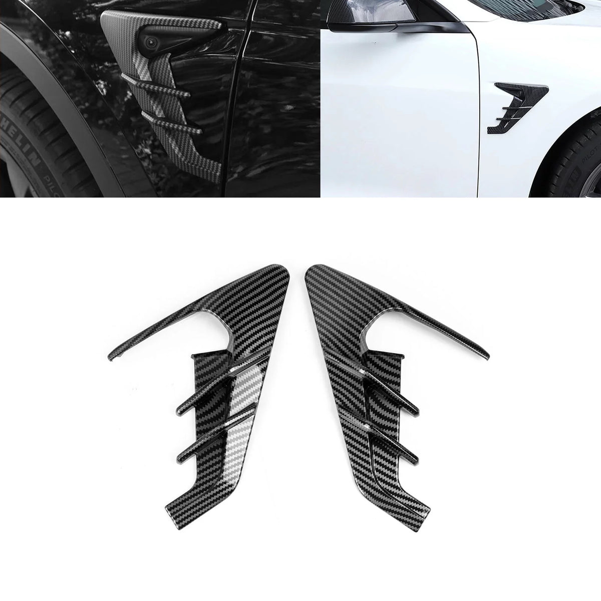 View Fiber Y Carbon Turn Pattern, Xotic Trim, Model Marker Model Indicator Cover 2021+ Side Tech Compatible with Signal Tesla Camera 3