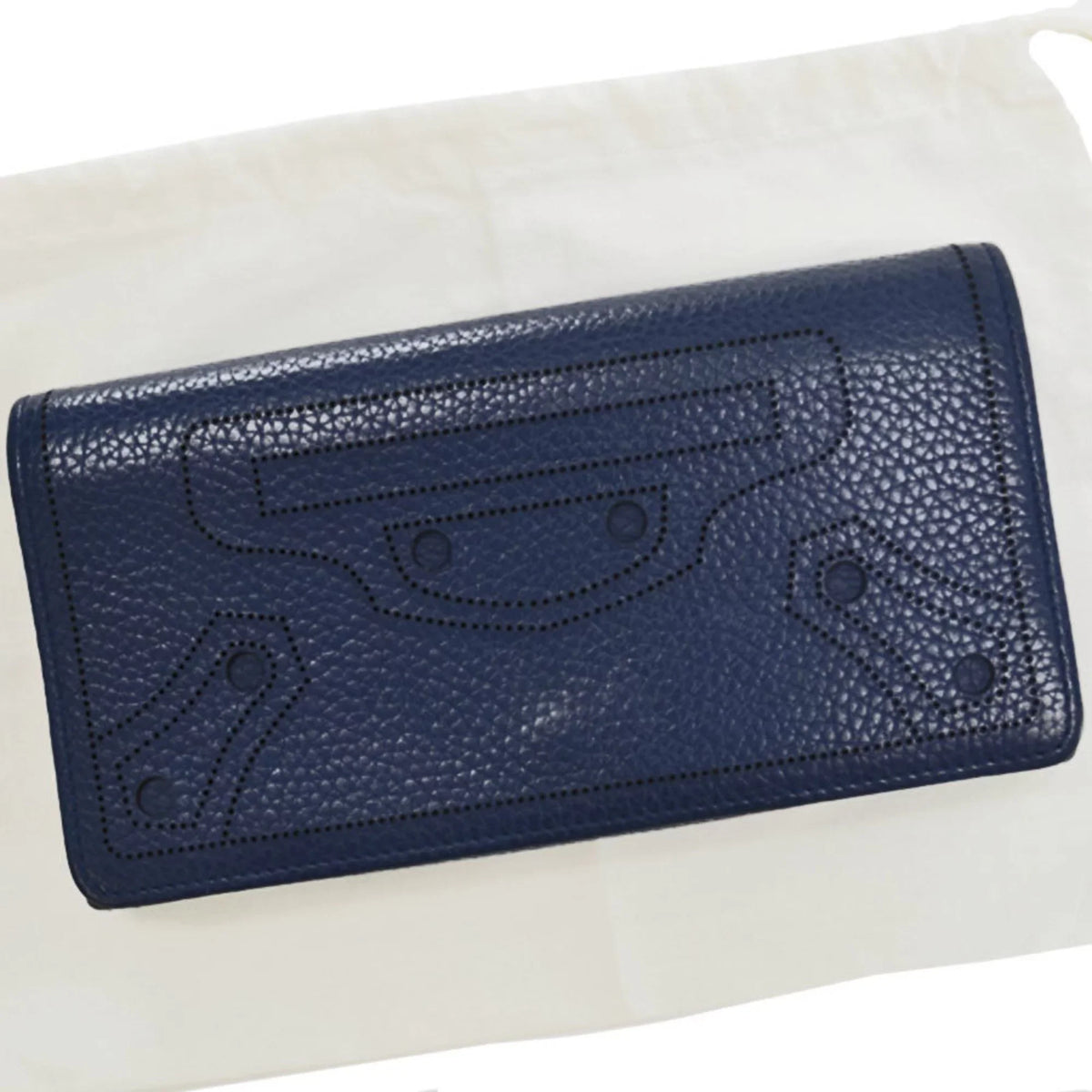 BALENCIAGA navy long (Good) women's leather Balenciaga wallet Pre-Owned folio