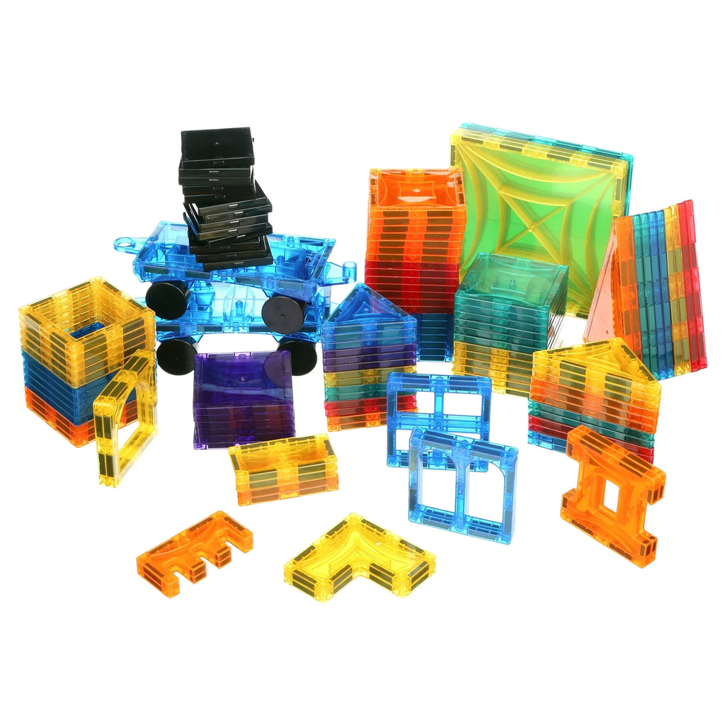 Storage 3D Includes Mag-Genius Free Award And + Tiles Building Pieces Set Brain Cars 105 Blocks Clear Winning 2 of Magnet building Colours Bin