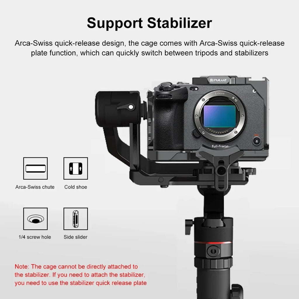 PULUZ with For FX3 ILME-FX30 Camera / Cage NOTA Stabilizer Metal Sony Slider(Black) Rig
