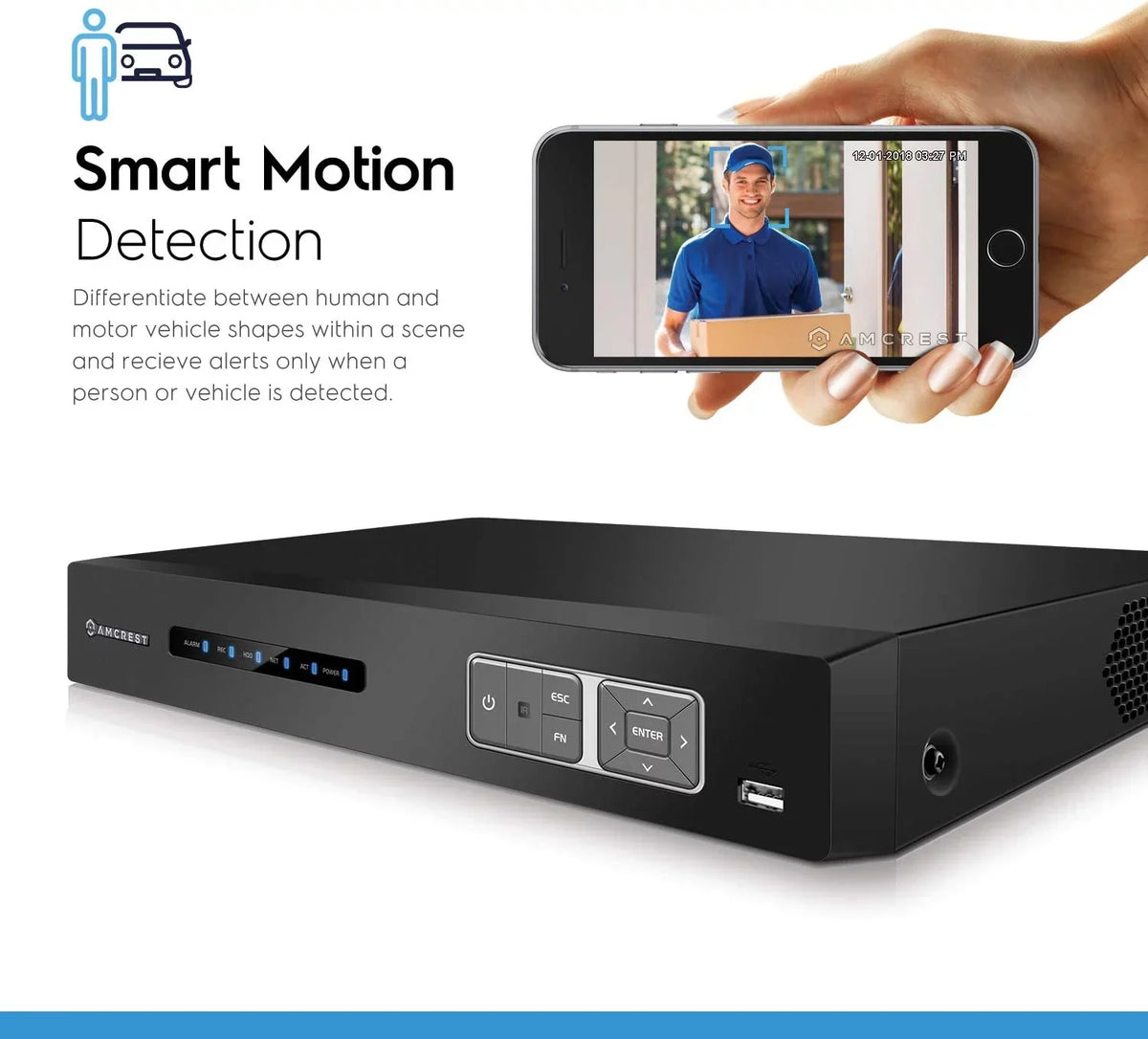 16 IP Security Face (AMDV5116-I3) Human Amcrest Channel Cameras, Amcrest Detection Camera Recognition, DVR Cameras Smart DVR, Vehicle & AI AI for Analog 4K DVR & AI Recorder, Security System