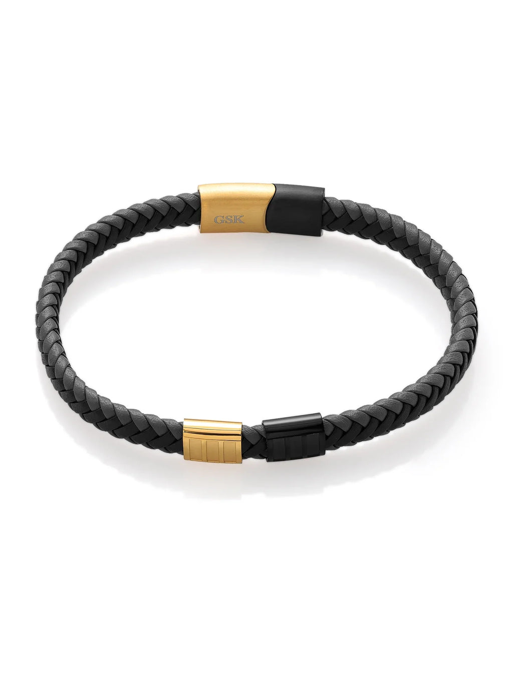 Premium Steel Bracelet Gem inch, Gold Black Men's King Genuine (8.25 Stone Leather Width) Stainless 7.7MM