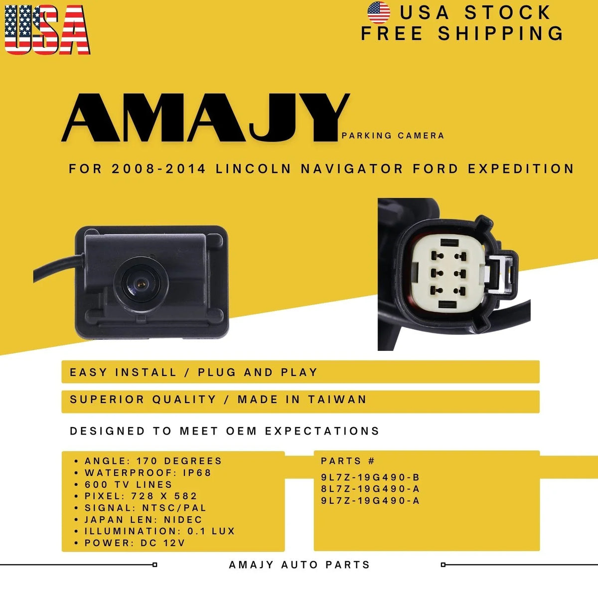 EXPEDITION 8L7Z-19G490-A Navigator Replaces 08-14 Lincoln 9L7Z-19G490-B for FORD Camera Backup 9L7Z-19G490-A